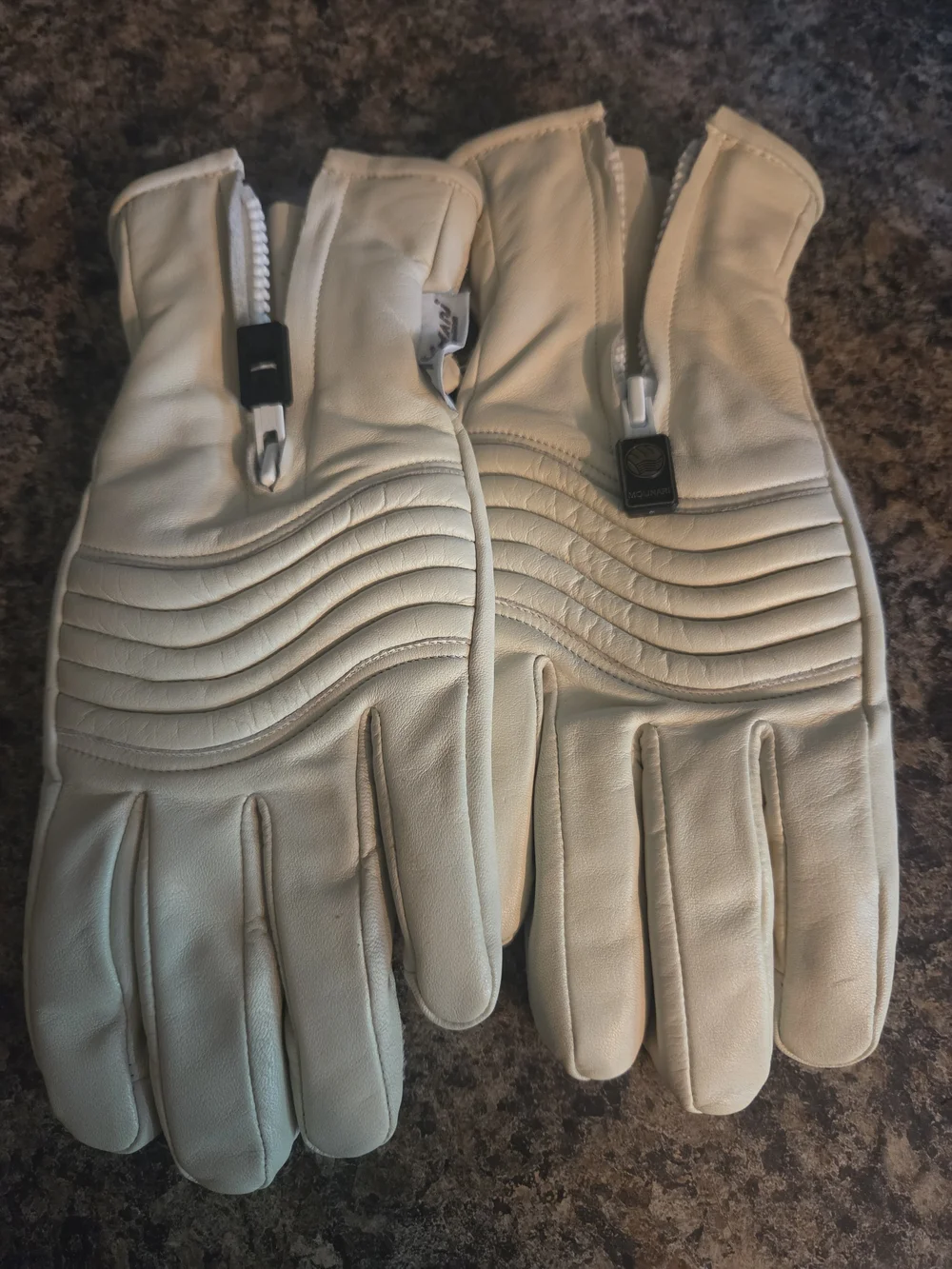 Molinari Guanti Bruno Cream Leather Gloves Womens Sz Med Fur Lined